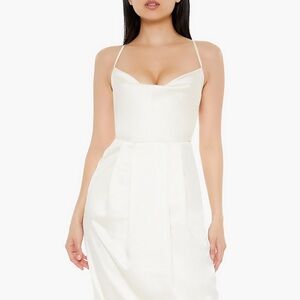 NWT Forever 21 Cream Asymmetrical Midi Slip Dress Size M